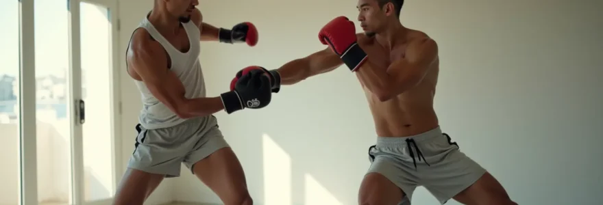 Personne exécutant un mouvement de boxe dans le vide avec concentration et puissance corporelle